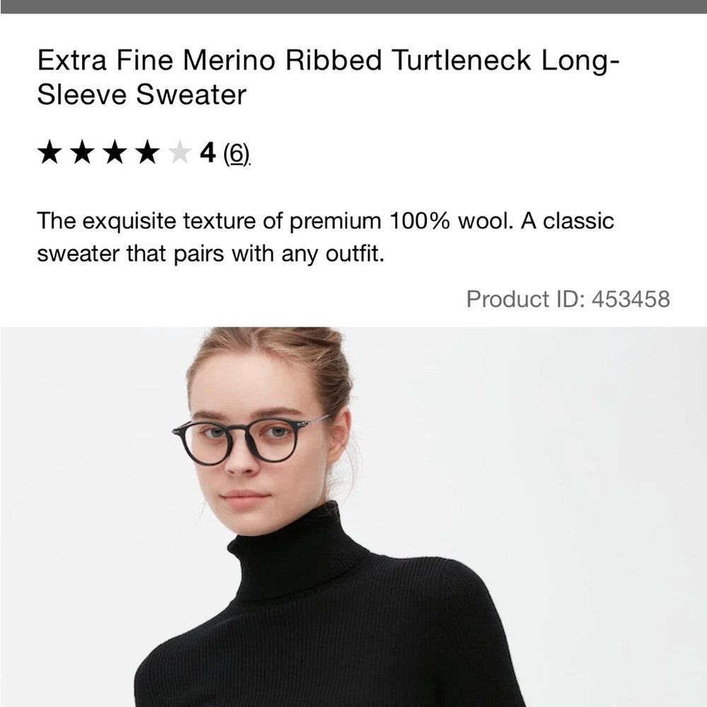 Uniqlo Fine Merino Ribbed Turtleneck